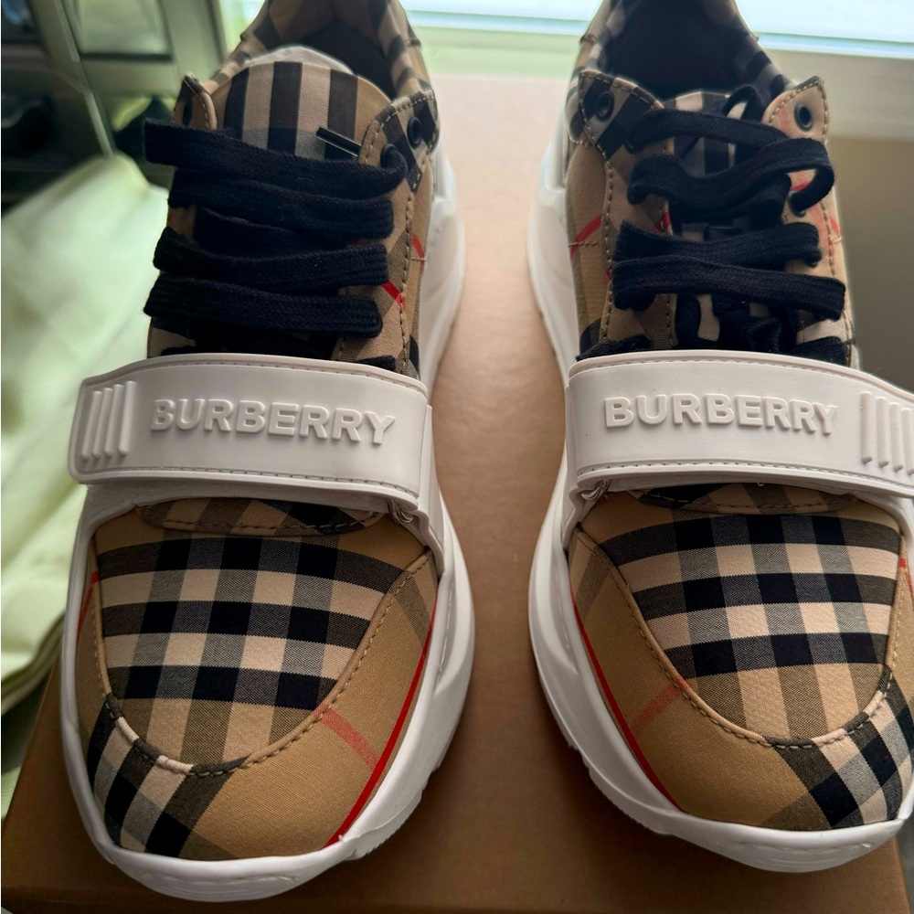 Regis Embossed Logo Plaid Chunky Sneakers
Beige